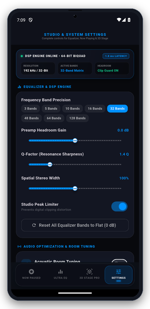 Ultra EQ Audiophile Settings Mockup